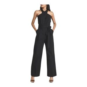 REISS Jessie Black Cotton Jumpsuit Size Large